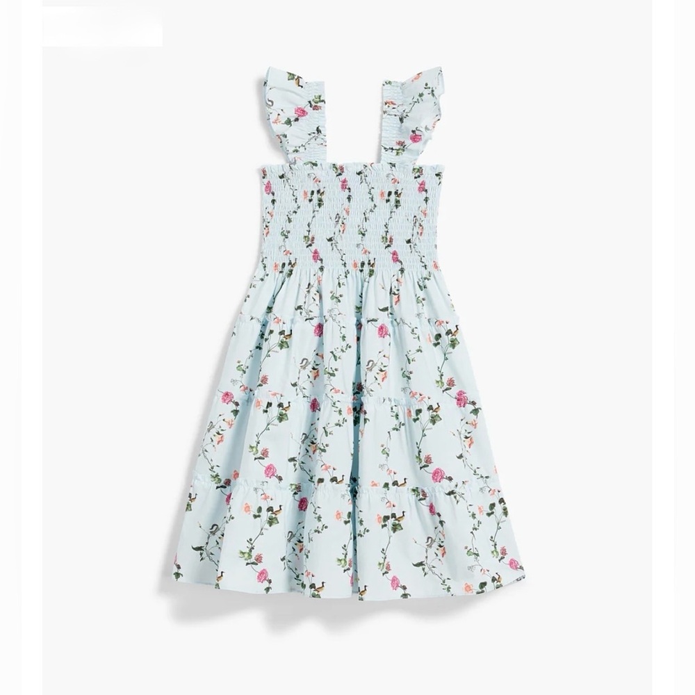 NWT Hill House Home The Tiny Ellie Nap Dress - Pond Floral Cotton 8Y Blue